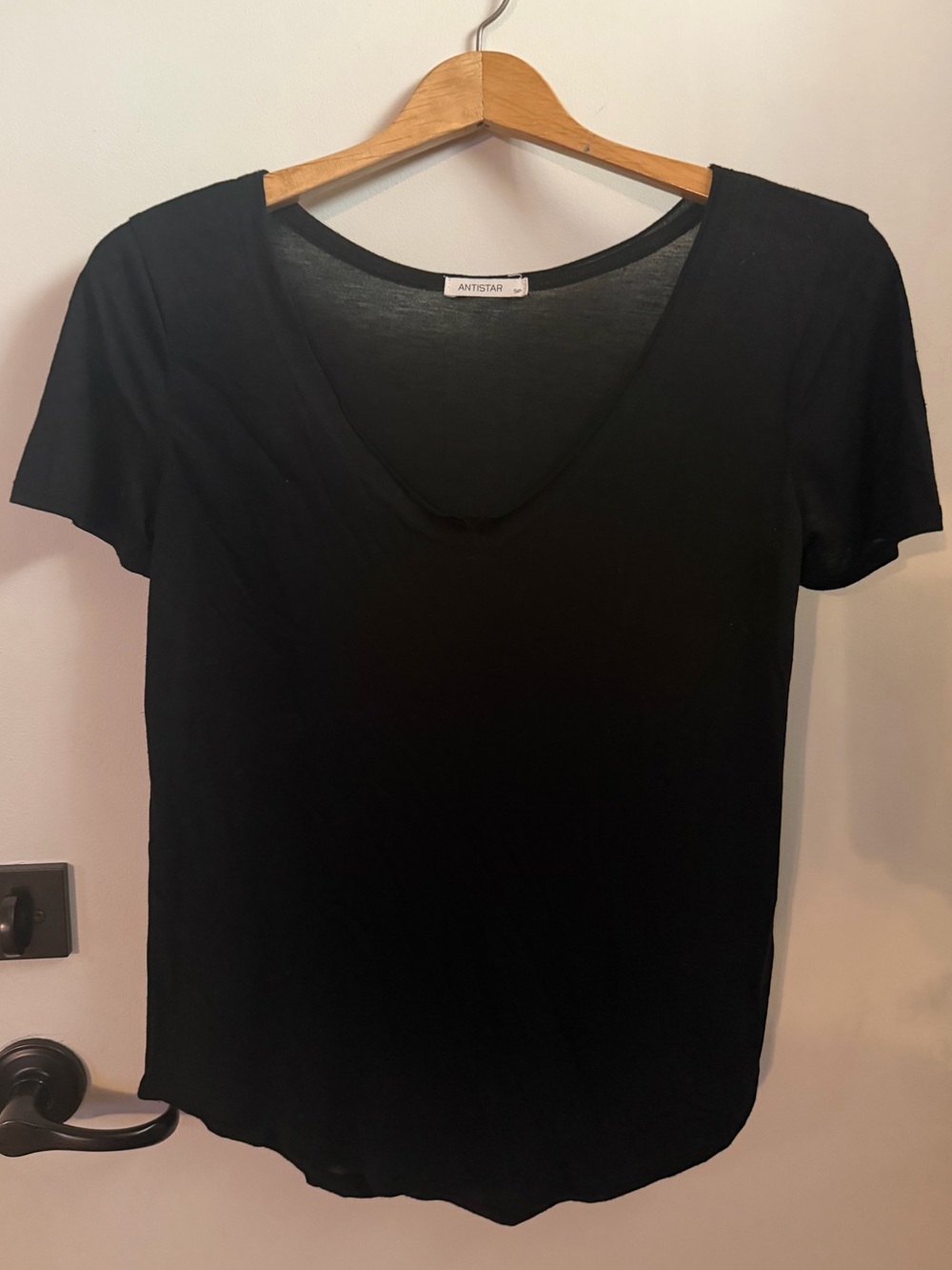 Antistar Black V-Neck Soft Short Sleeve Tee